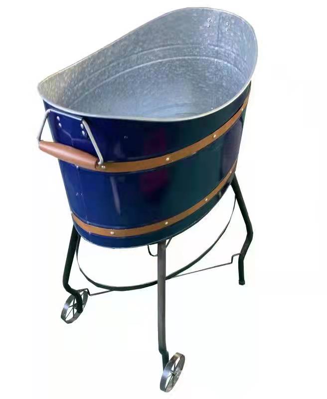 Ferro Beverage Cooler Tub cum Iron Sta duo rotae dolium cervisiae Galvanized Gravis Gauge